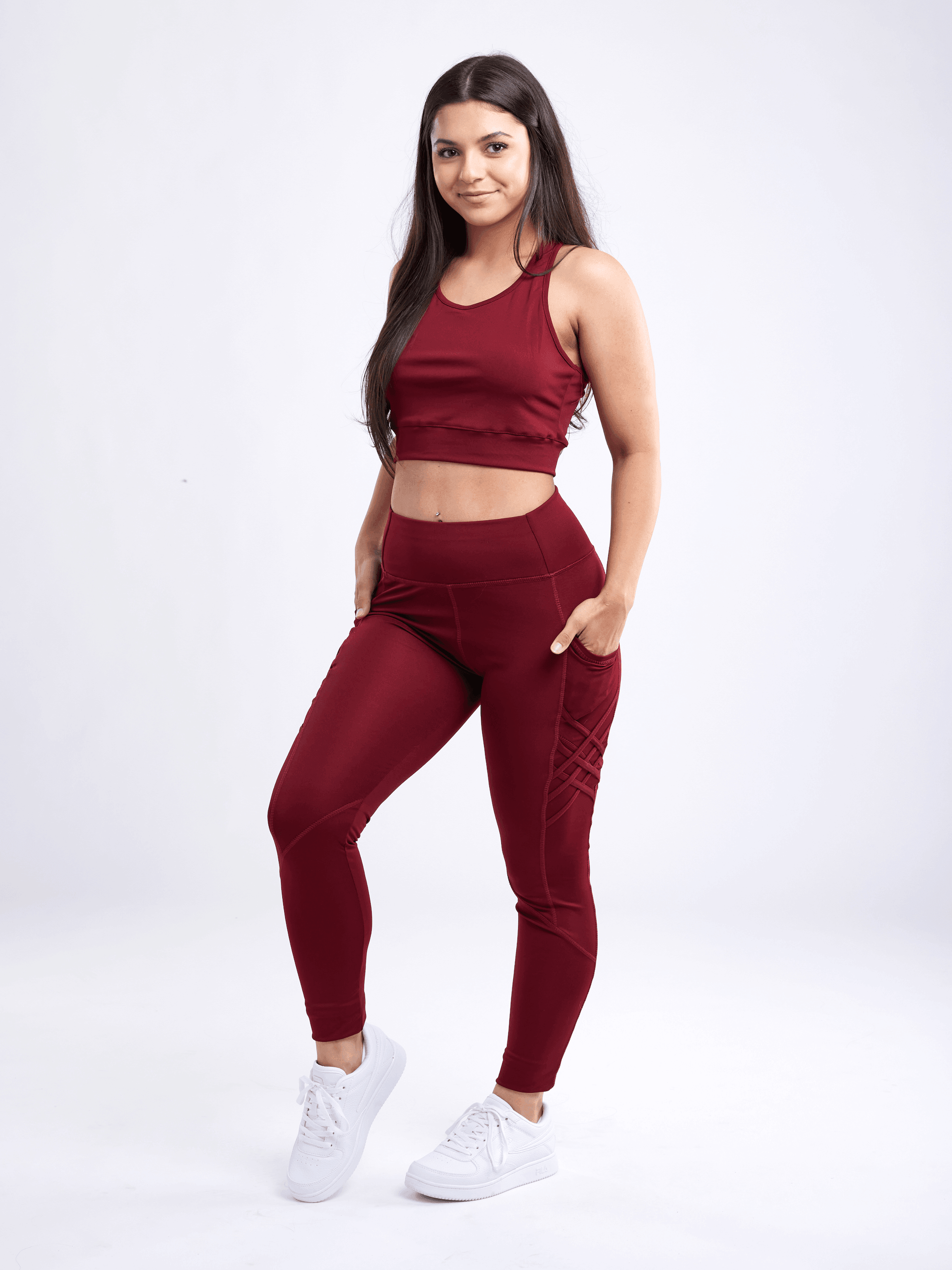 High-Waisted Criss-Cross Training Leggings with Hip Pockets - VirtuousWares:Global