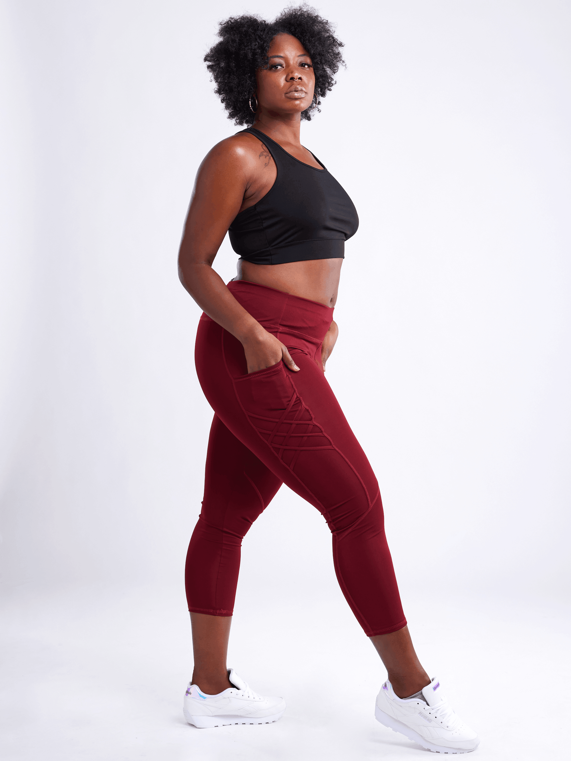 High-Waisted Criss-Cross Training Leggings with Hip Pockets - VirtuousWares:Global