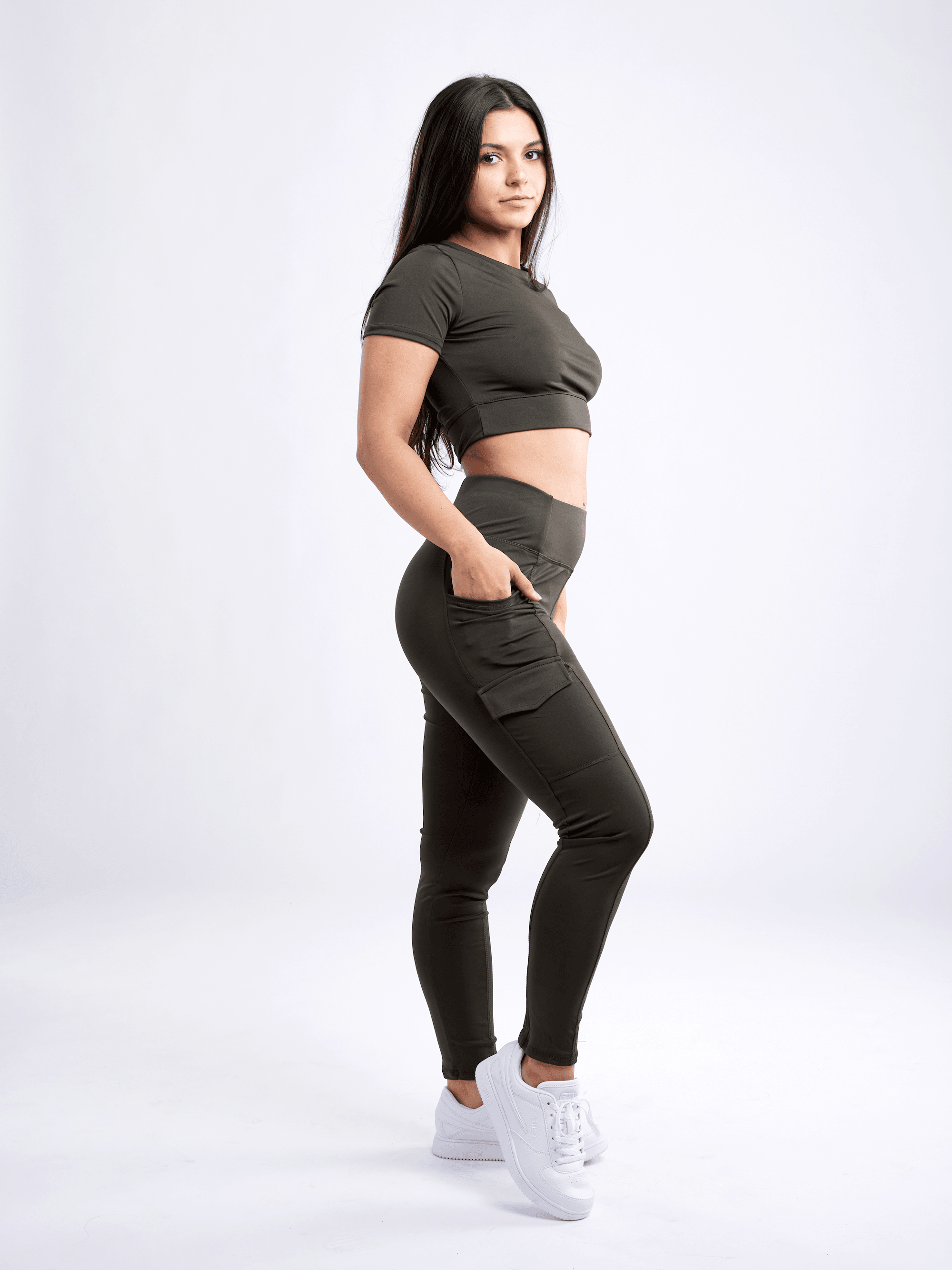 High-Waisted Leggings with Side Cargo Pockets - VirtuousWares:Global