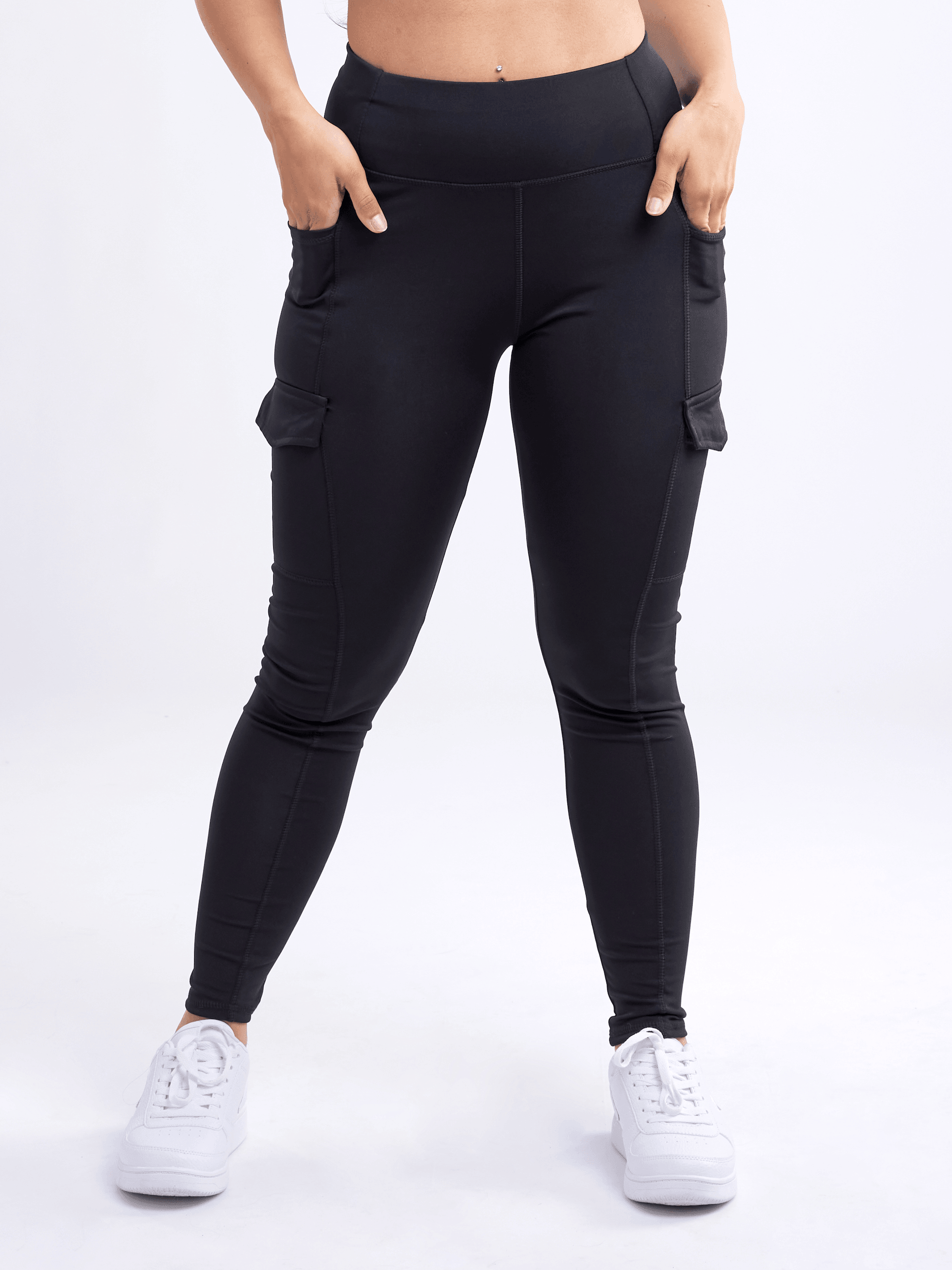 High-Waisted Leggings with Side Cargo Pockets - VirtuousWares:Global