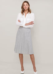 High Waisted Wool Knit Midi Skirt In Heather Grey - VirtuousWares:Global