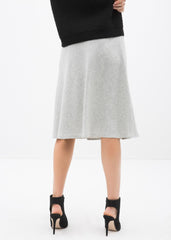 High Waisted Wool Knit Midi Skirt In Heather Grey - VirtuousWares:Global