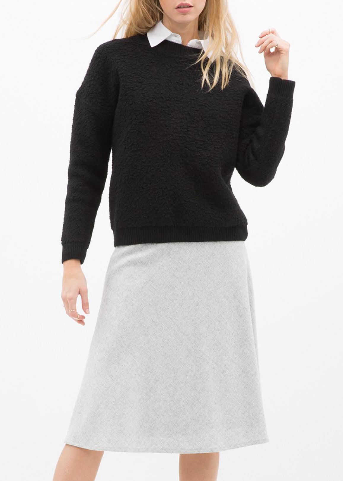 High Waisted Wool Knit Midi Skirt In Heather Grey - VirtuousWares:Global