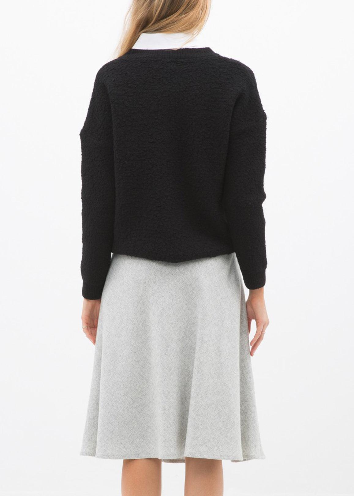 High Waisted Wool Knit Midi Skirt In Heather Grey - VirtuousWares:Global