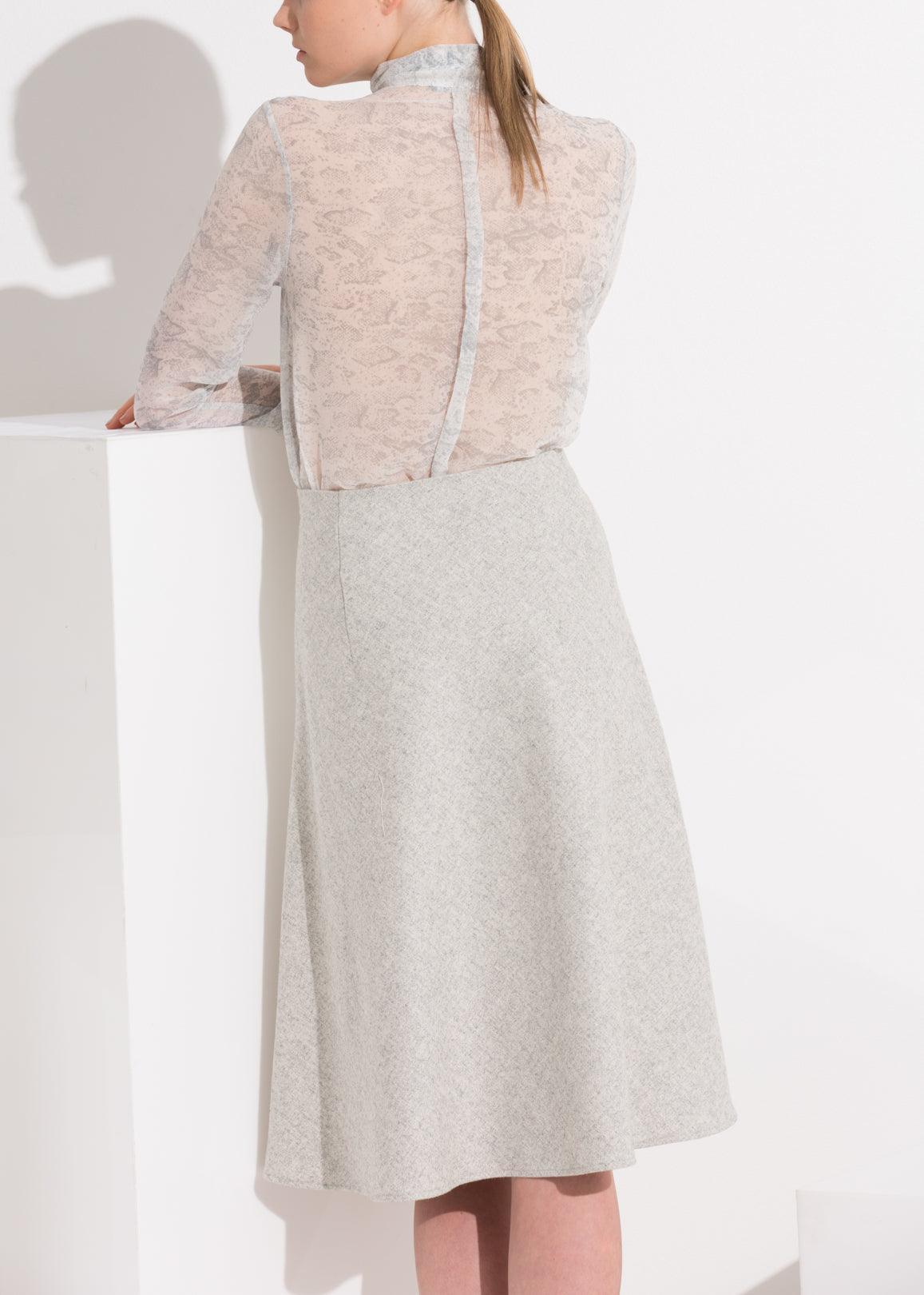 High Waisted Wool Knit Midi Skirt In Heather Grey - VirtuousWares:Global