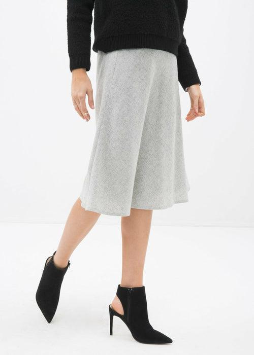 High Waisted Wool Knit Midi Skirt In Heather Grey - VirtuousWares:Global