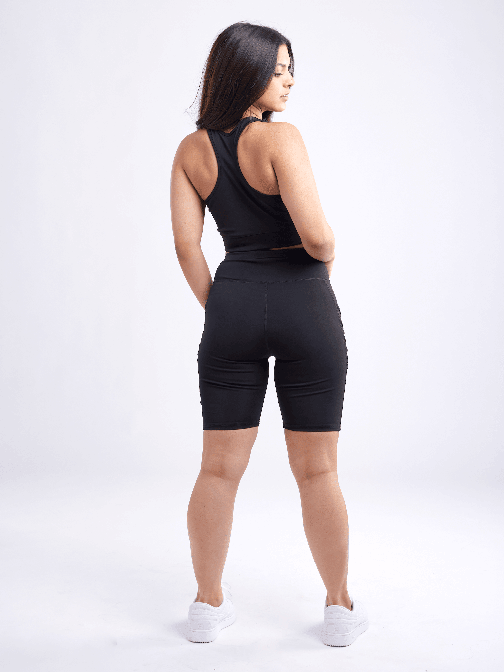 High-Waisted Workout Shorts with Pockets & Criss Cross Design - VirtuousWares:Global