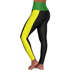 High Waisted Yoga Leggings, Black Red Yellow And Green Sports Pants - VirtuousWares:Global