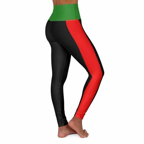 High Waisted Yoga Leggings, Black Red Yellow And Green Sports Pants - VirtuousWares:Global