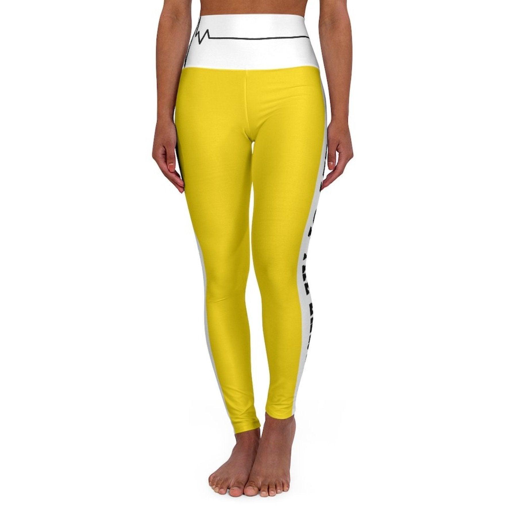 High Waisted Yoga Leggings, Gold Yellow Salt Of The Earth Matthew 5:13 - VirtuousWares:Global