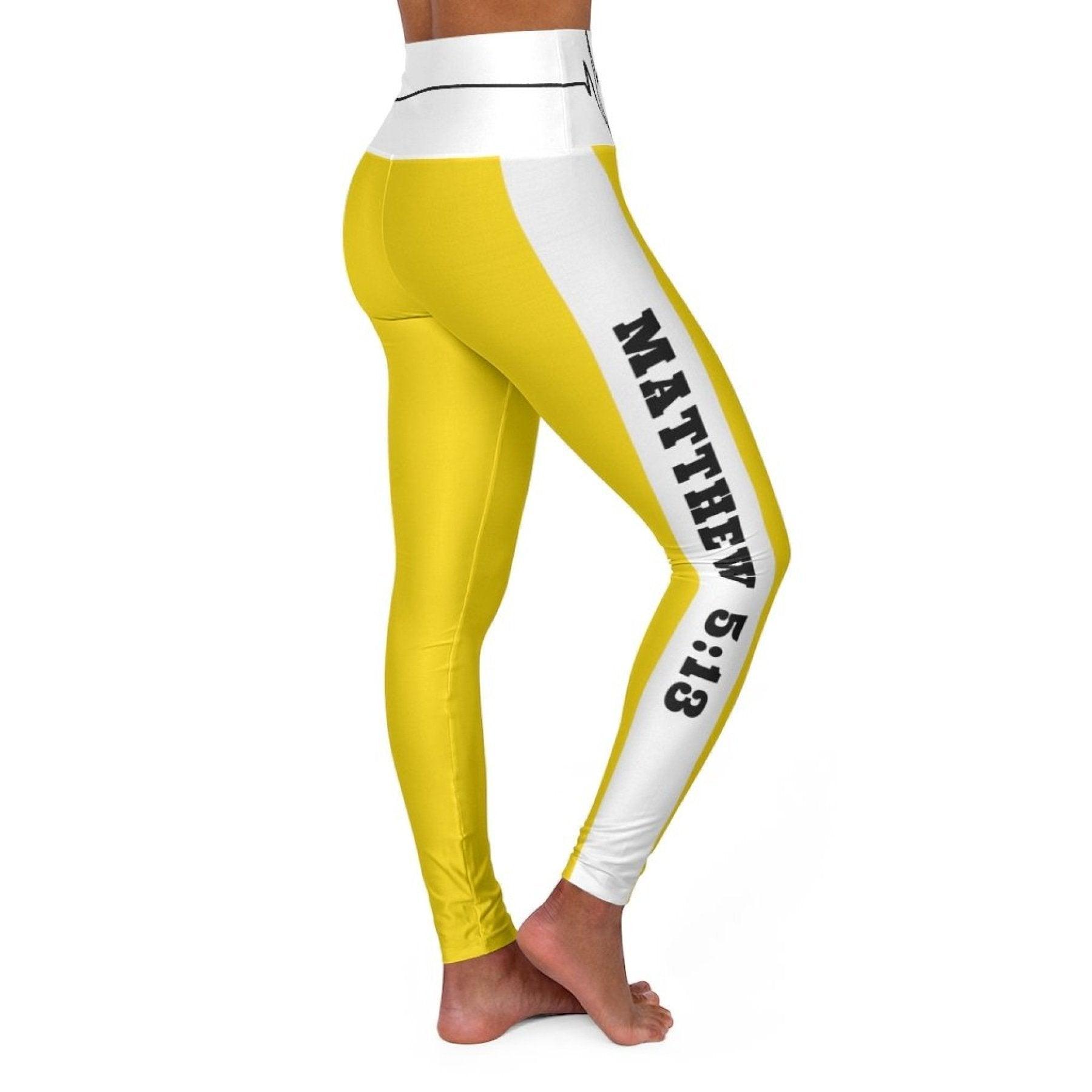 High Waisted Yoga Leggings, Gold Yellow Salt Of The Earth Matthew 5:13 - VirtuousWares:Global