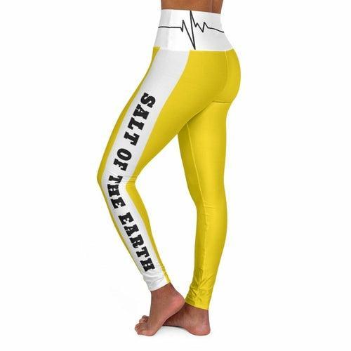 High Waisted Yoga Leggings, Gold Yellow Salt Of The Earth Matthew 5:13 - VirtuousWares:Global