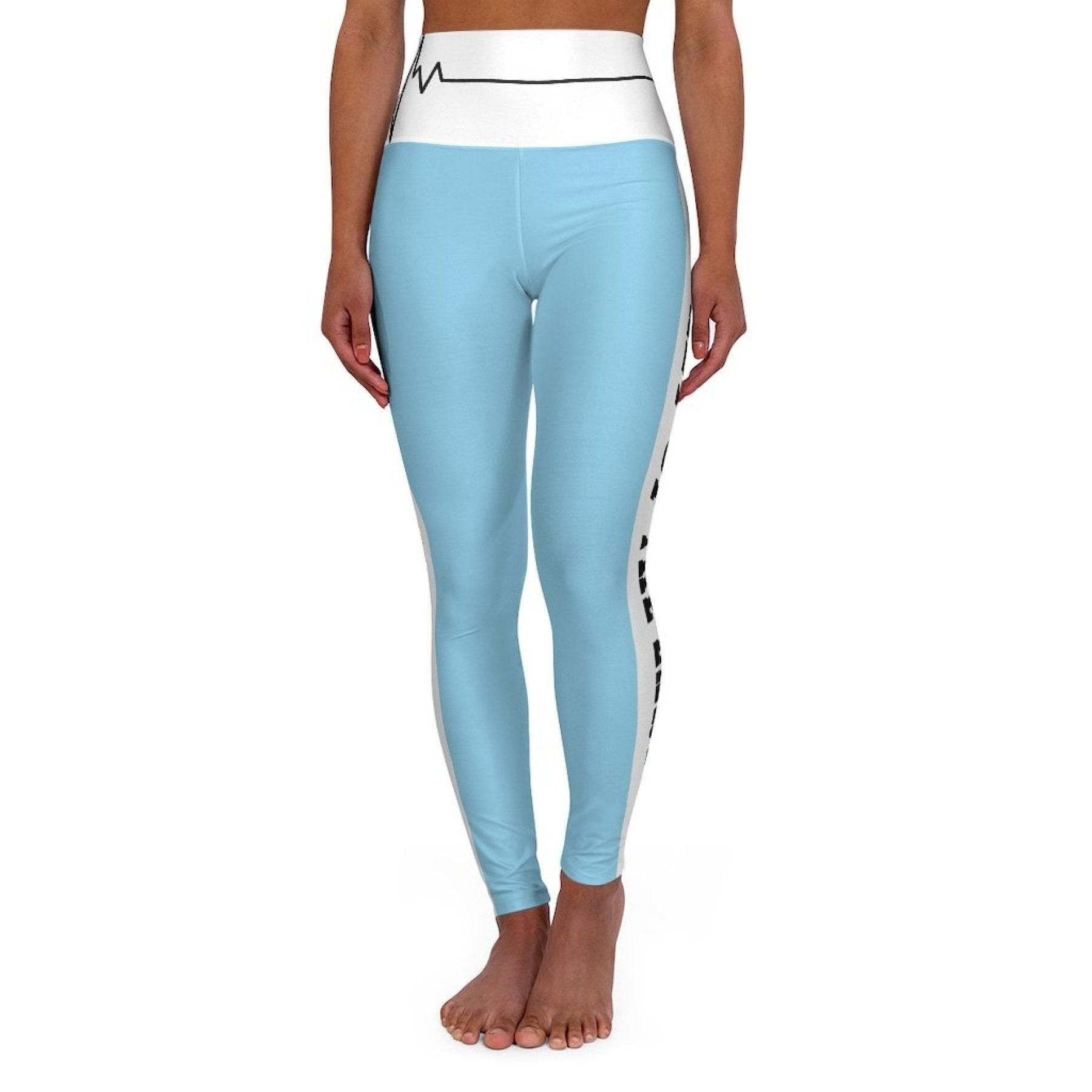 High Waisted Yoga Leggings, Light Blue Salt Of The Earth Matthew 5:13 - VirtuousWares:Global