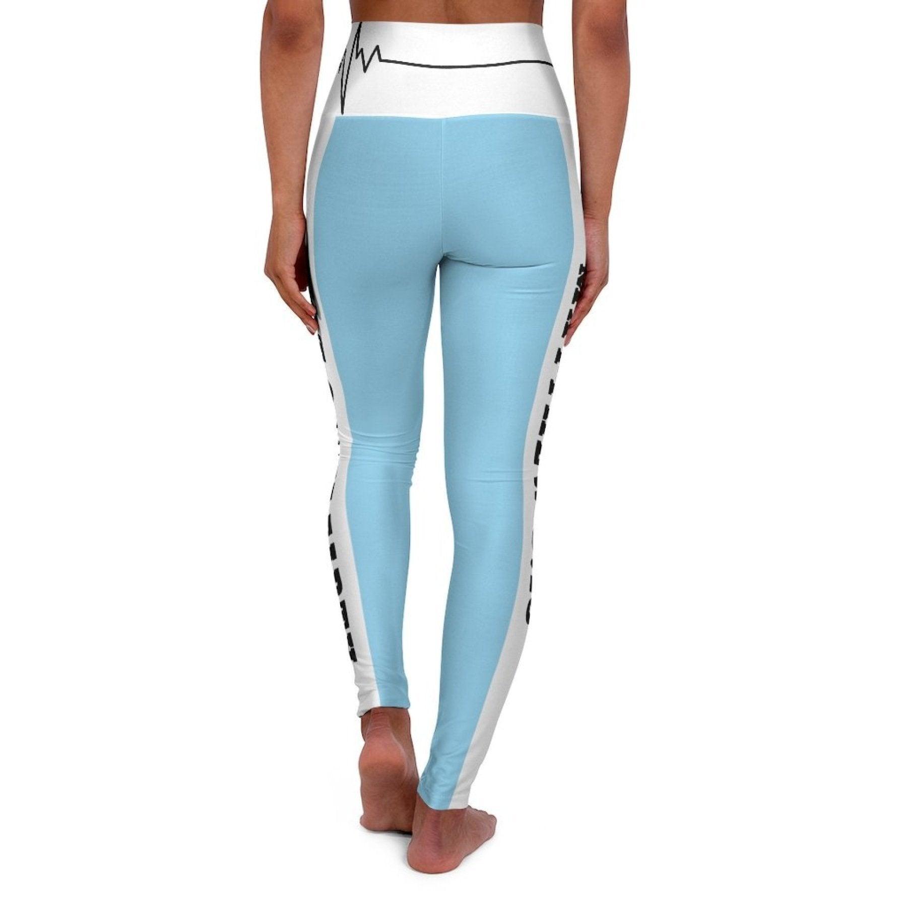 High Waisted Yoga Leggings, Light Blue Salt Of The Earth Matthew 5:13 - VirtuousWares:Global