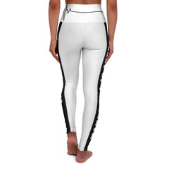 High Waisted Yoga Leggings, White And Black Salt Of The Earth Matthew - VirtuousWares:Global