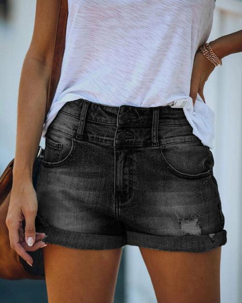 Hole Denim Casual Summer Blue Denim Shorts - VirtuousWares:Global