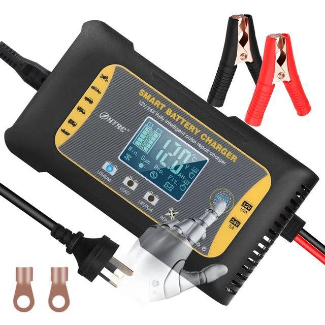HTRC 12V/24V Car Motorcycle Charger 10A/15A/20A For Lithium LiFePO4 AGM GEL Lead-Acid Battery Automatic LiFePO4 Battery Charger - VirtuousWares:Global