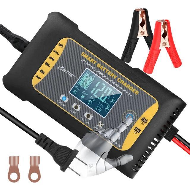 HTRC 12V/24V Car Motorcycle Charger 10A/15A/20A For Lithium LiFePO4 AGM GEL Lead-Acid Battery Automatic LiFePO4 Battery Charger - VirtuousWares:Global