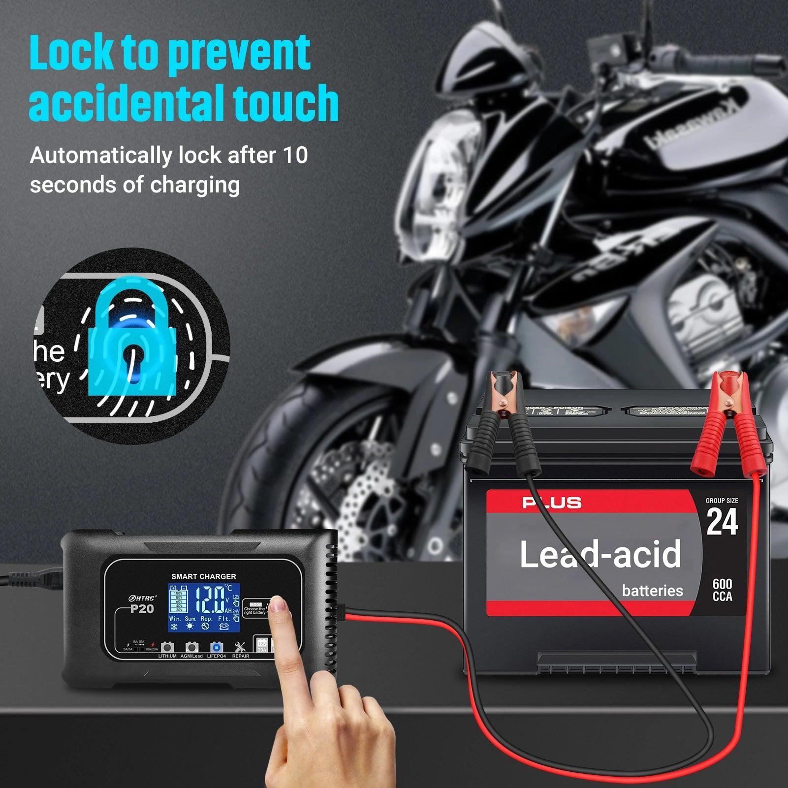 HTRC 15A/20A Smart Battery Charger Automatic Pulse Repair Charge for Lead-Acid Lithium LiFePO4 Battery Car Motorcycle Charger - VirtuousWares:Global