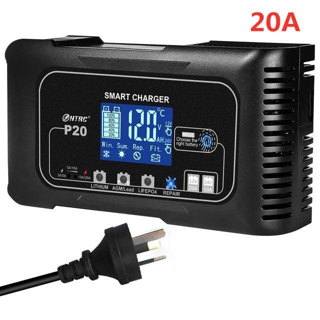 HTRC 15A/20A Smart Battery Charger Automatic Pulse Repair Charge for Lead-Acid Lithium LiFePO4 Battery Car Motorcycle Charger - VirtuousWares:Global