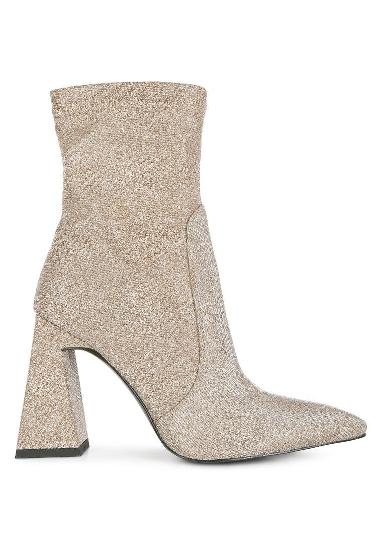 hustlers shimmer block heeled ankle boots - VirtuousWares:Global