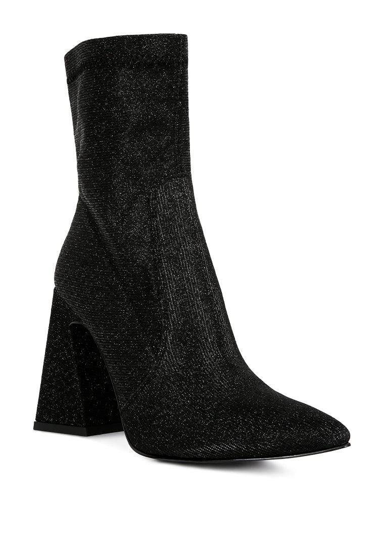 hustlers shimmer block heeled ankle boots - VirtuousWares:Global