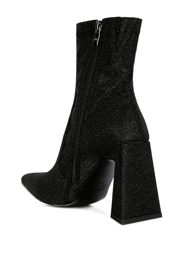 hustlers shimmer block heeled ankle boots - VirtuousWares:Global