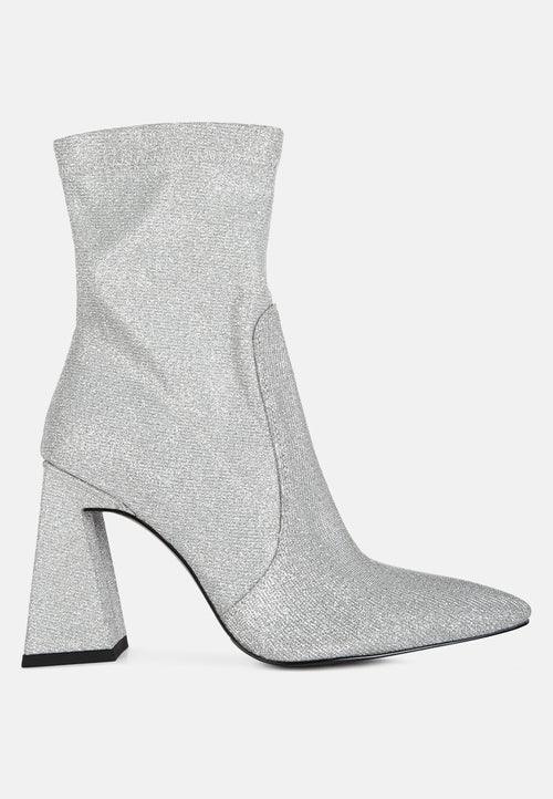 hustlers shimmer block heeled ankle boots - VirtuousWares:Global