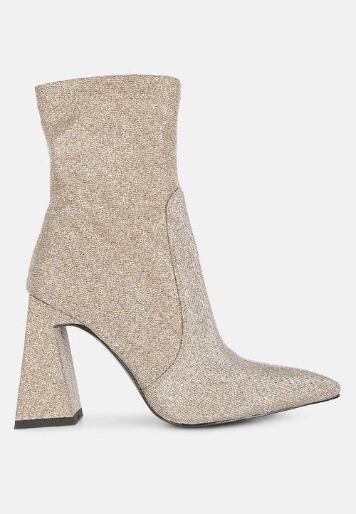 hustlers shimmer block heeled ankle boots - VirtuousWares:Global