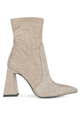 hustlers shimmer block heeled ankle boots - VirtuousWares:Global