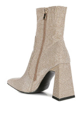 hustlers shimmer block heeled ankle boots - VirtuousWares:Global