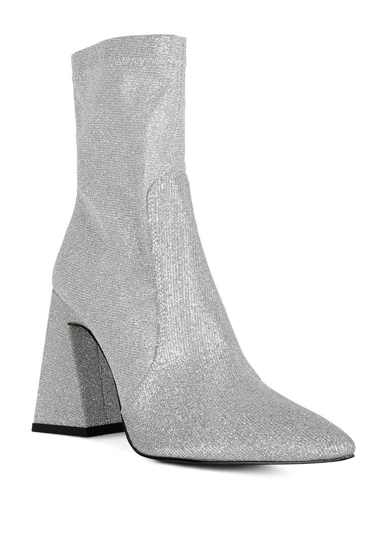 hustlers shimmer block heeled ankle boots - VirtuousWares:Global