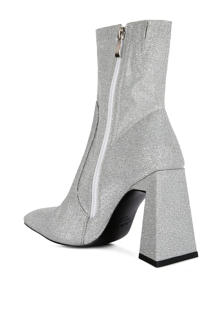 hustlers shimmer block heeled ankle boots - VirtuousWares:Global