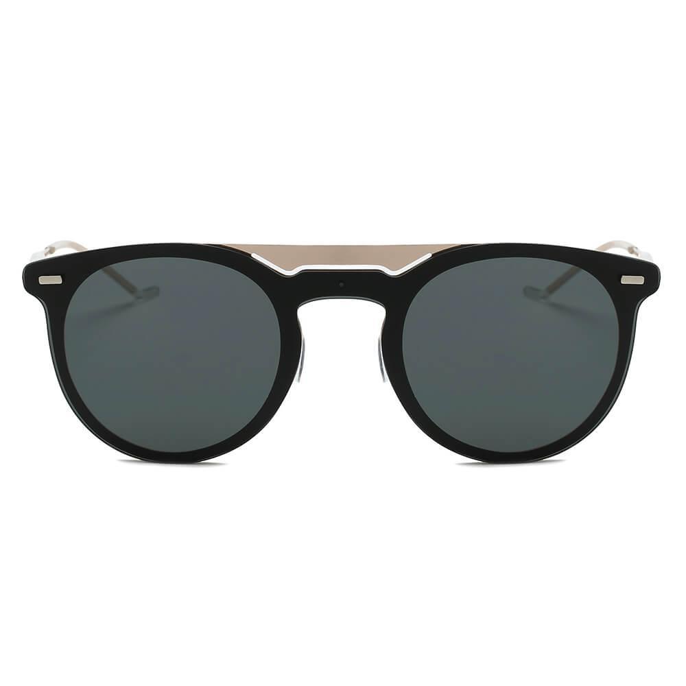 INDIO | Retro Mirrored Brow-Bar Design Circle Round Fashion Sunglasses - VirtuousWares:Global