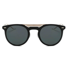 INDIO | Retro Mirrored Brow-Bar Design Circle Round Fashion Sunglasses - VirtuousWares:Global
