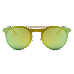 INDIO | Retro Mirrored Brow-Bar Design Circle Round Fashion Sunglasses - VirtuousWares:Global