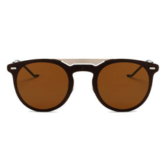INDIO | Retro Mirrored Brow-Bar Design Circle Round Fashion Sunglasses - VirtuousWares:Global