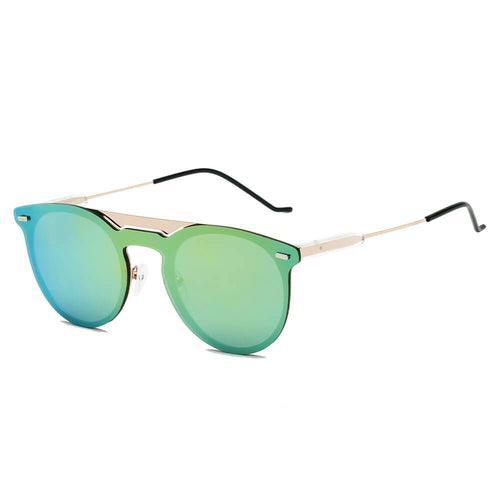 INDIO | Retro Mirrored Brow-Bar Design Circle Round Fashion Sunglasses - VirtuousWares:Global