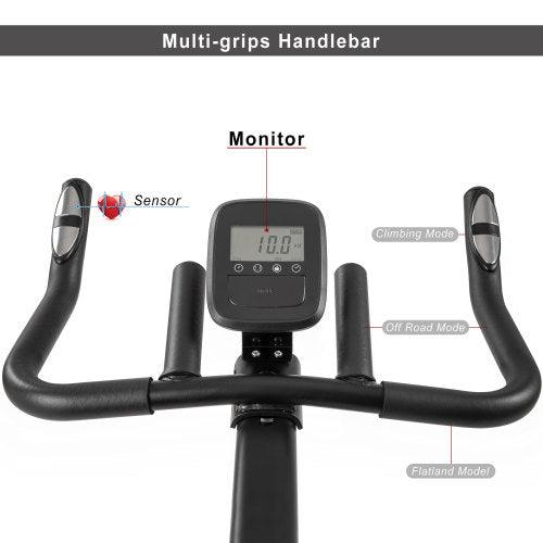 Indoor Cycling Bike 4-Way Adjustable Handlebar & Seat LCD Monitor - VirtuousWares:Global
