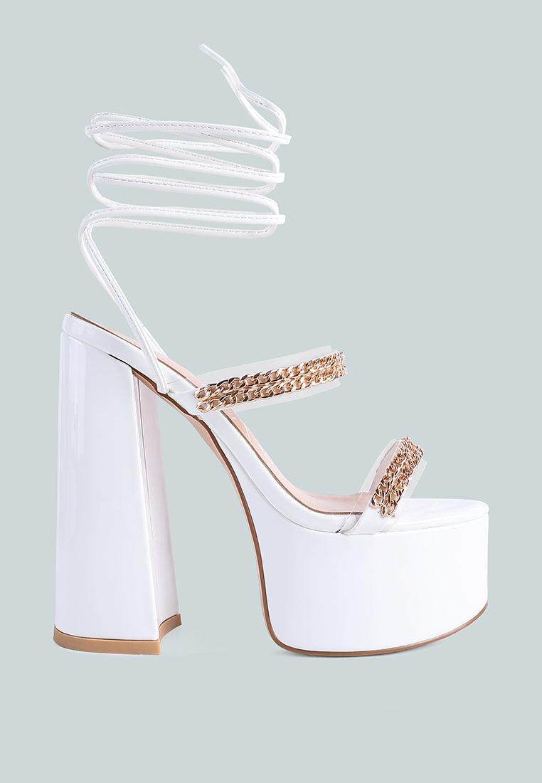 indulgence metal chain lace up chunky sandals - VirtuousWares:Global