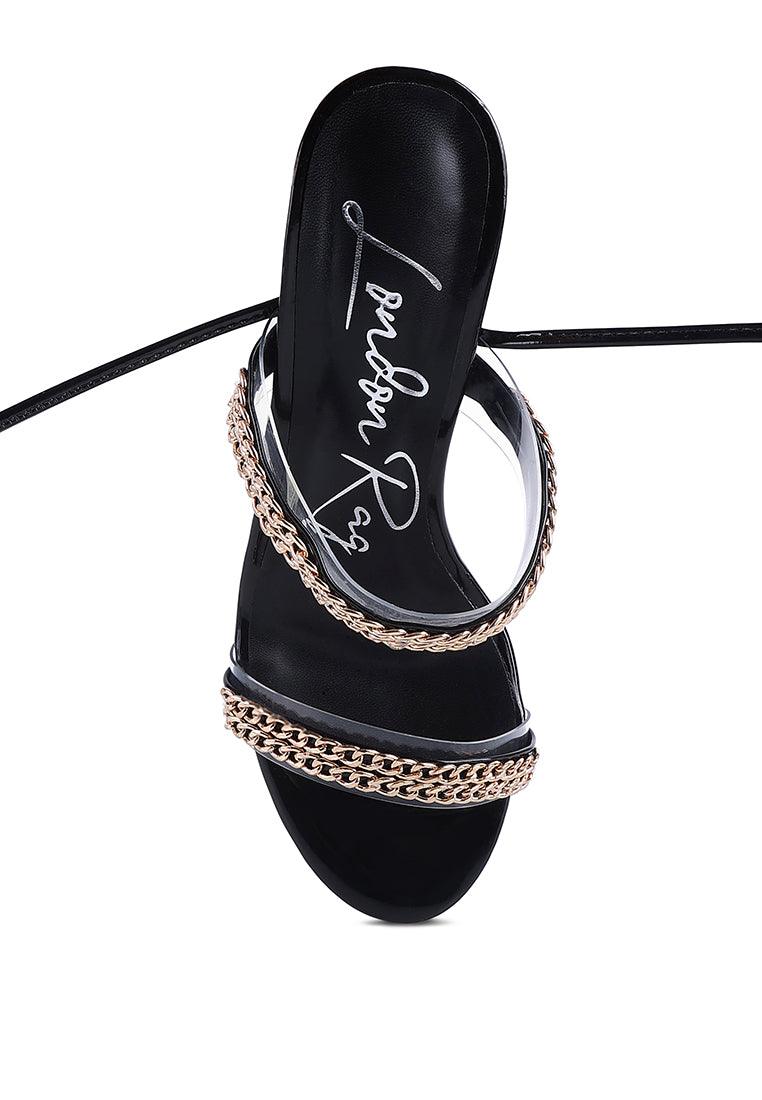 indulgence metal chain lace up chunky sandals - VirtuousWares:Global