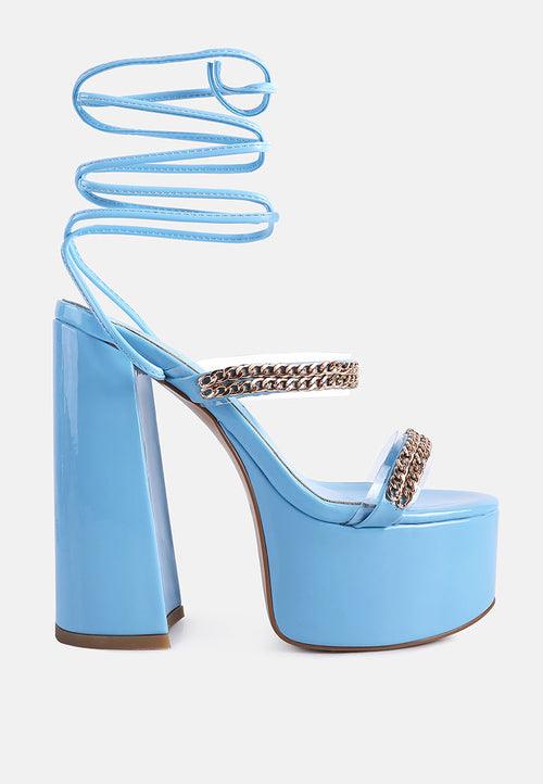 indulgence metal chain lace up chunky sandals - VirtuousWares:Global