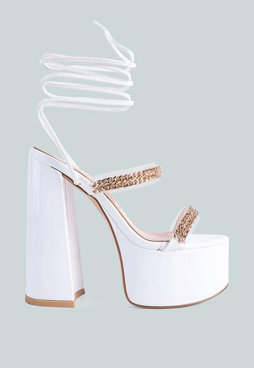 indulgence metal chain lace up chunky sandals - VirtuousWares:Global