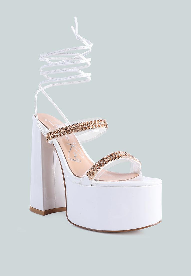 indulgence metal chain lace up chunky sandals - VirtuousWares:Global