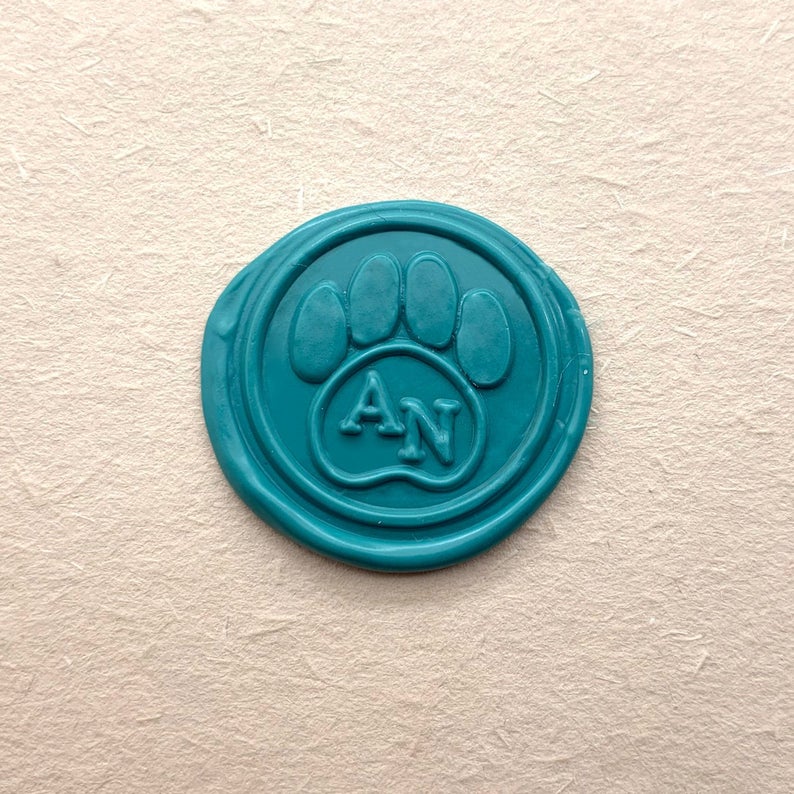 Initials with Dog Paw Wax Seal Stamp - Custom Wax Seal Kit - VirtuousWares:Global