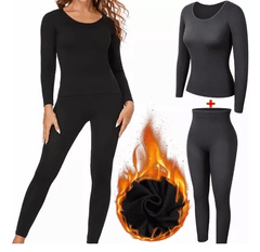 Intensely Cold Flannel-lined Thermal Base Layer Set in Black - VirtuousWares:Global