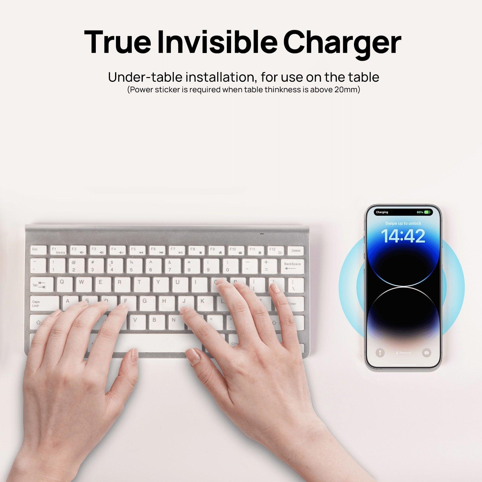 Invisible Wireless Charger 30mm Under Table QI Charger Furniture Desk - VirtuousWares:Global