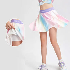 Kids Girls Summer Tie Dye Print Sports Running Skorts Double Layers - VirtuousWares:Global