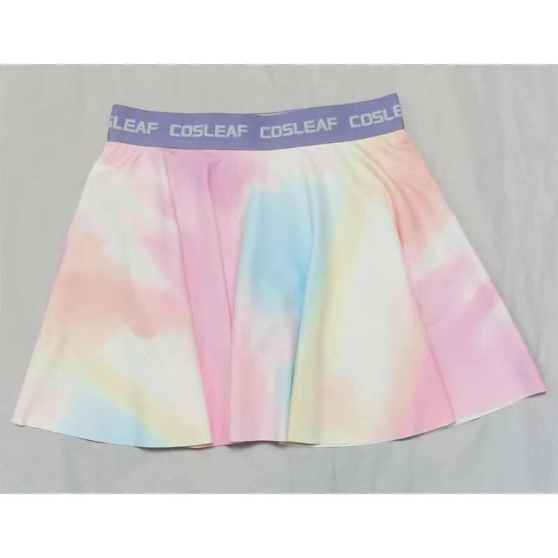 Kids Girls Summer Tie Dye Print Sports Running Skorts Double Layers - VirtuousWares:Global