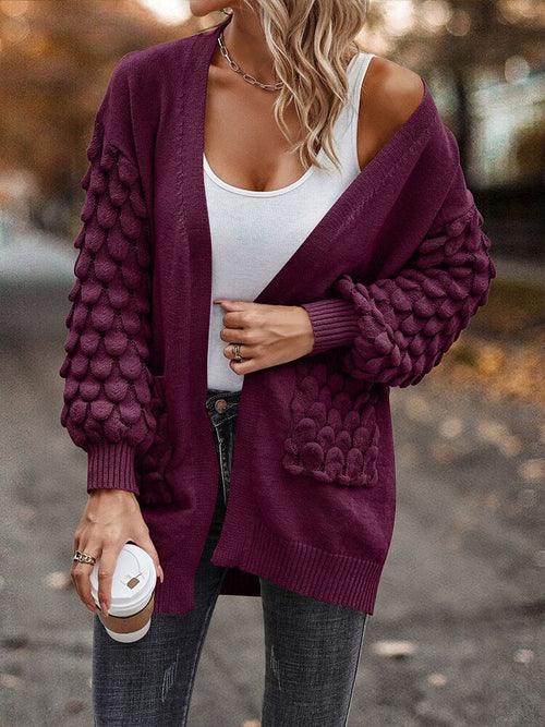 Knit Cardigan Female Top Long Sleeve Coat Women Side Pockets Casual - VirtuousWares:Global